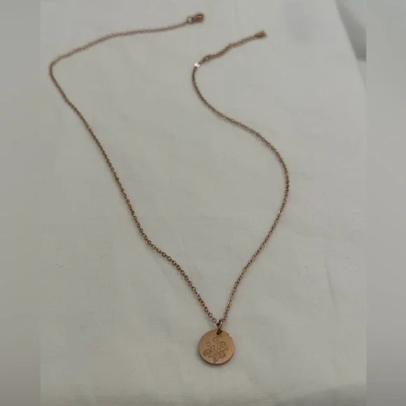 Aster Rose Gold Stainless Steel September Birth Flower Necklace Mother’s Day - Picture 5 of 8